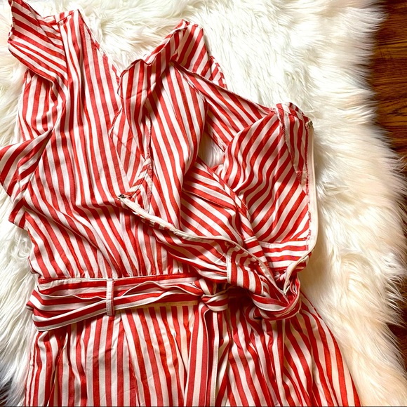 Loft Striped Flutter Tie Waist Romper Size 8 - Picture 10 of 12